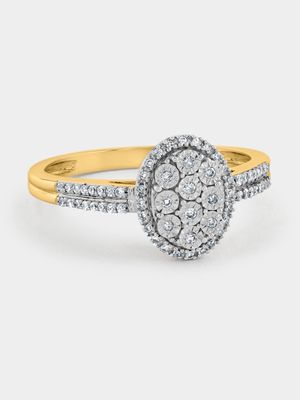 Yellow Gold 0.15ct Diamond Oval Cluster Ring