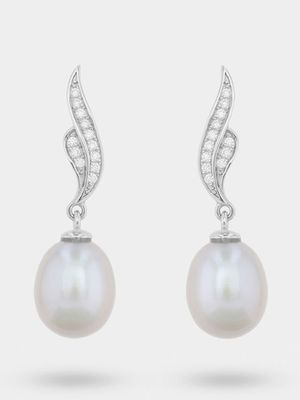 Sterling Silver Grey Freshwater Pearl Women's Drop Earrings