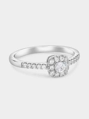 Sterling Silver 0.3ct Lab Grown Diamond Cushion Halo Ring