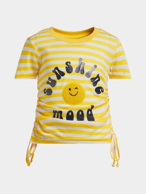 Jet Younger Girls Yellow Stripe Rouched T-Shirt