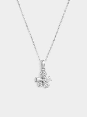 Sterling Silver Cubic Zirconia Flower Pendant