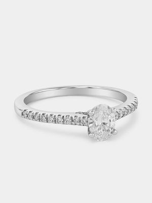 White Gold 0.7ct Lab Grown Diamond Oval Pavé Ring