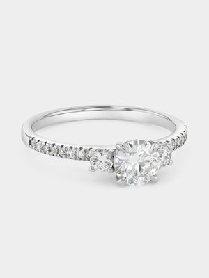 White Gold 1ct Lab Grown Diamond Pavé Trilogy Ring