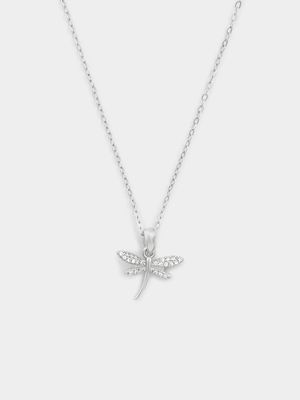 Sterling Silver Cubic Zirconia Dragonfly Pendant