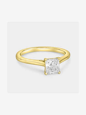 Yellow Gold 1ct Lab Grown Diamond Princess Solitaire Ring