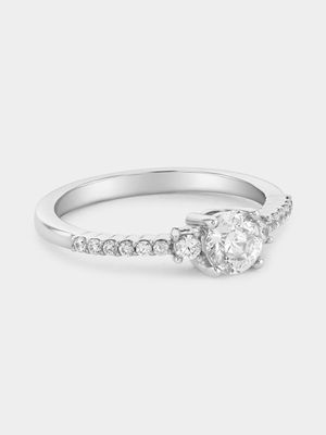 Sterling Silver 0.3ct Lab Grown Diamond Pavé Trilogy Ring