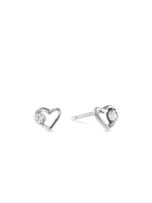 Miss Swiss Sterling Silver Cubic Zirconia Open Heart Stud Earrings