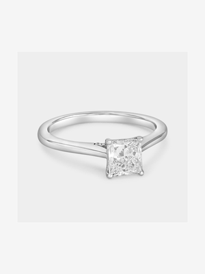 White Gold 1ct Lab Grown Diamond Princess Solitaire Ring