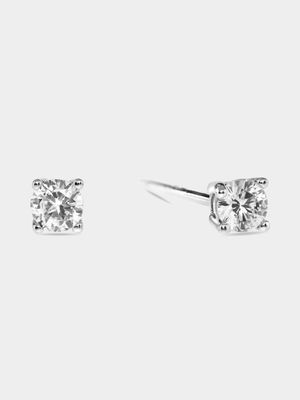 Sterling Silver Cubic Zirconia Kid's Round Stud Earrings