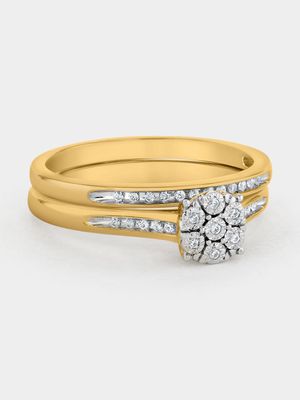 Yellow Gold 0.10ct Diamond Round Illusion Twinset Ring