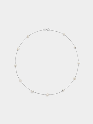 Sterling Silver Freshwater Pearl Station Necklace