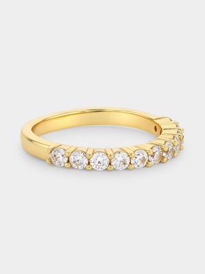 Gold Plated Sterling Silver Cubic Zirconia Half Eternity Ring