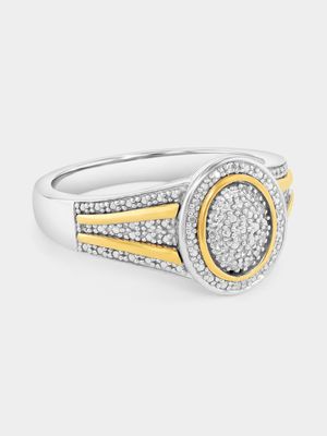 Yellow Gold & Sterling Silver Diamond Oval Halo Ring