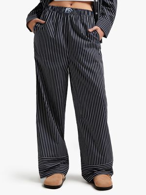 Women's Black & White Stripe Wide Leg Pants