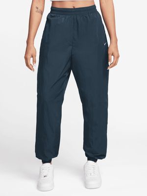 Nike Women's NSW Essential Mid-Rise Blue Oversized Woven Joggers