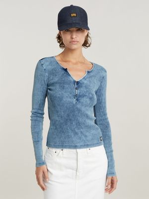 G-Star Women's Henley Indigo Slim T-shirt