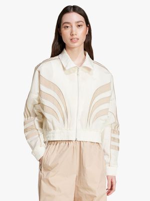 adidas Originals Women's Atlanta Cut Line Loose Beige Track Top