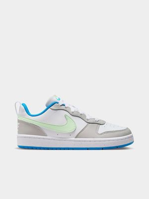 Junior Grade-School Nike Court Borough Recraft White/Grey/Green Low Sneakers