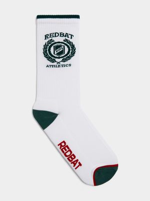 Redbat Unisex Athletics Badge White/Green Socks