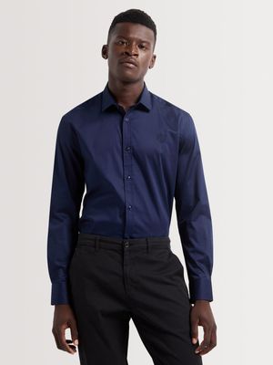 Fabiani Men's Cotton Sateen Navy Shirt