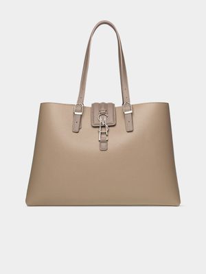 Women's Steve Madden Beige Bking-P Madden Tote Handbag