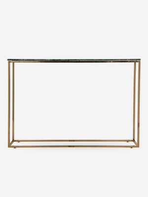 Brass And Green Marble Slim Console