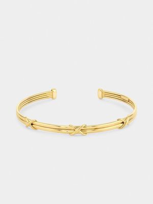 Sterling Silver & Yellow Gold Kiss Cross Design Bangle