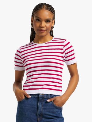 Women's Red Stripe Seamless T-Shirt