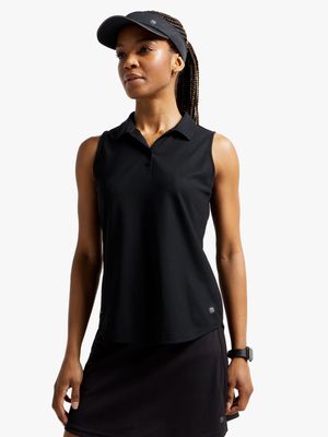 Womens TS Black Sleeveless Golfer Tee