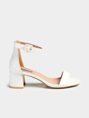 Women's Madison White Amira 2 Low Block Heel Sandal