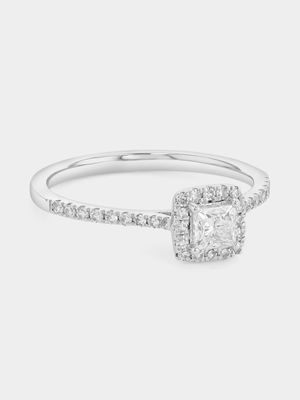 White Gold 0.52ct Lab Grown Diamond Princess Halo Ring