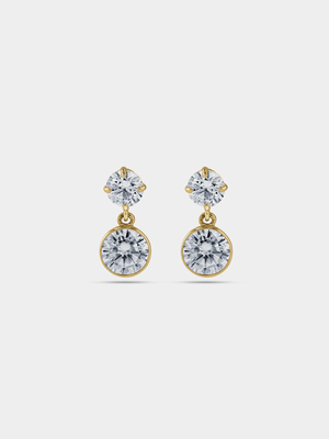 Yellow Gold Cubic Zirconia Drop Earrings