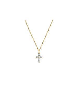 Yellow Gold Cubic Zirconia Cross Pendant on Chain