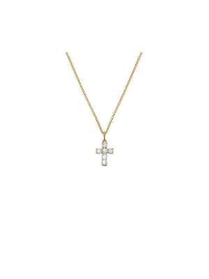 Yellow Gold Cubic Zirconia Cross Pendant on Chain