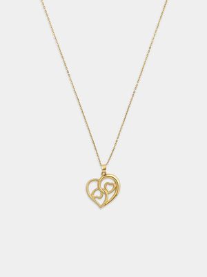 Yellow Gold Twined Heart Pendant on Chain