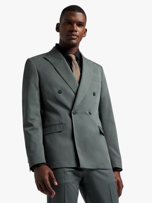 Men's Markham Slim Double Breasted Viscose Rich Moss Green Suit Jacket