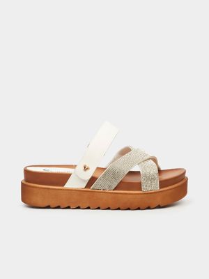 Women's Butterfly Feet White Patos 2 Flatforms Sandals