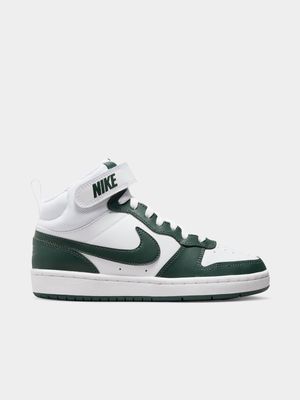 Junior Grade-School Nike Court Borough Mid 2 White/Green Sneakers