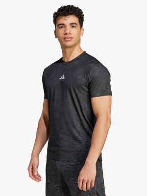 Mens adidas Designed For Training Heat.Rdy Black Short Sleeve Top