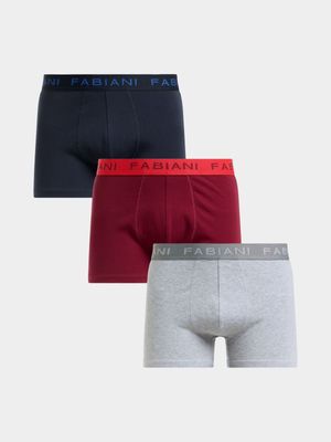 Fabiani Men's 3 Pack Multi Colour Trunks