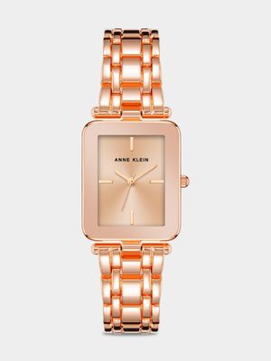 Anne Klein Rose Plated Rectangular Bracelet Watch