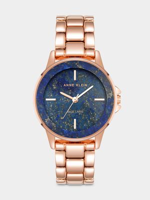 Anne Klein Women's Blue Dial Rose Gold  Plated Bracelet Watch