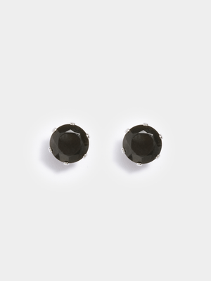 Stainless Steel black CZ 8mm stud earring