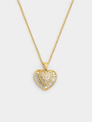 18ct Gold Plated Double Heart Pendant on Chain