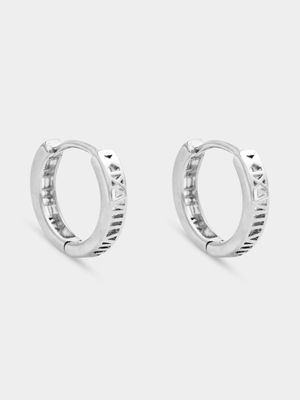 Round Roman Numeral Detail Hoop Earrings