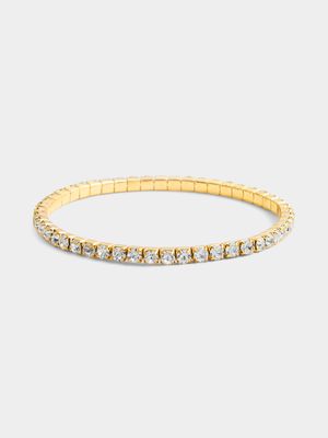 Gold Tone Stretchy Tennis Bracelet