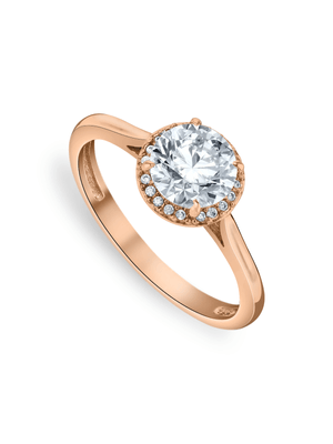 Rose Gold Moissanite Oval Halo Women’s Ring