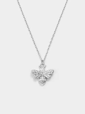 Sterling Silver CZ bee pendant on chain