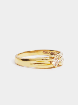 Gold Tone November Birthstone CZ Champagne Pinky Ring