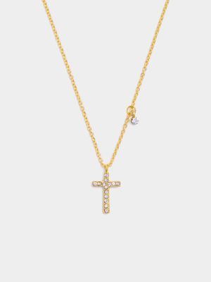 Sparkle Cross  Stone Charm Pendant on Chain